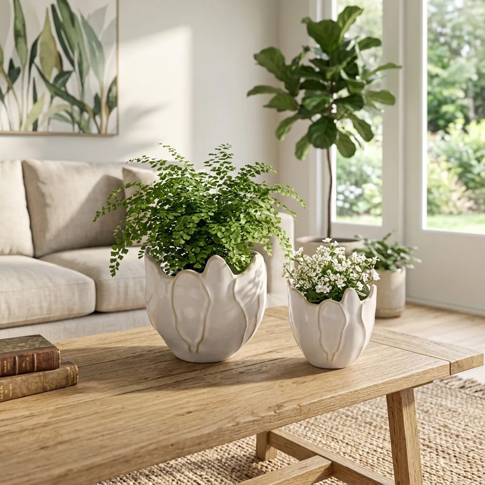 DRYDENRUN SET OF 2 IVORY PLANTER 7 (IN)