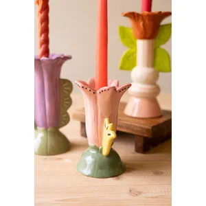 Set of 3 Ceramic Flower Candle Holders 5