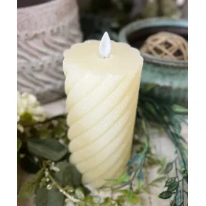 Cream Swirl Frosted Moving Flame LED Candle 3x6in 2