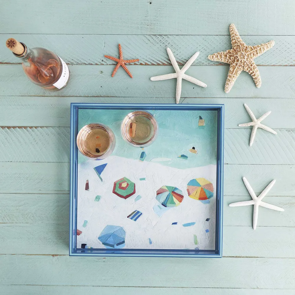 Beach Vista Square Lacquer Serving Tray