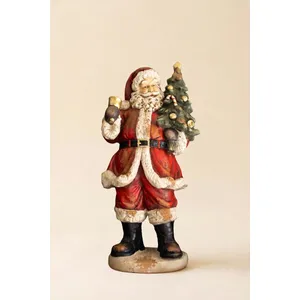 Traditional Faux Concrete Santa with Bell 6