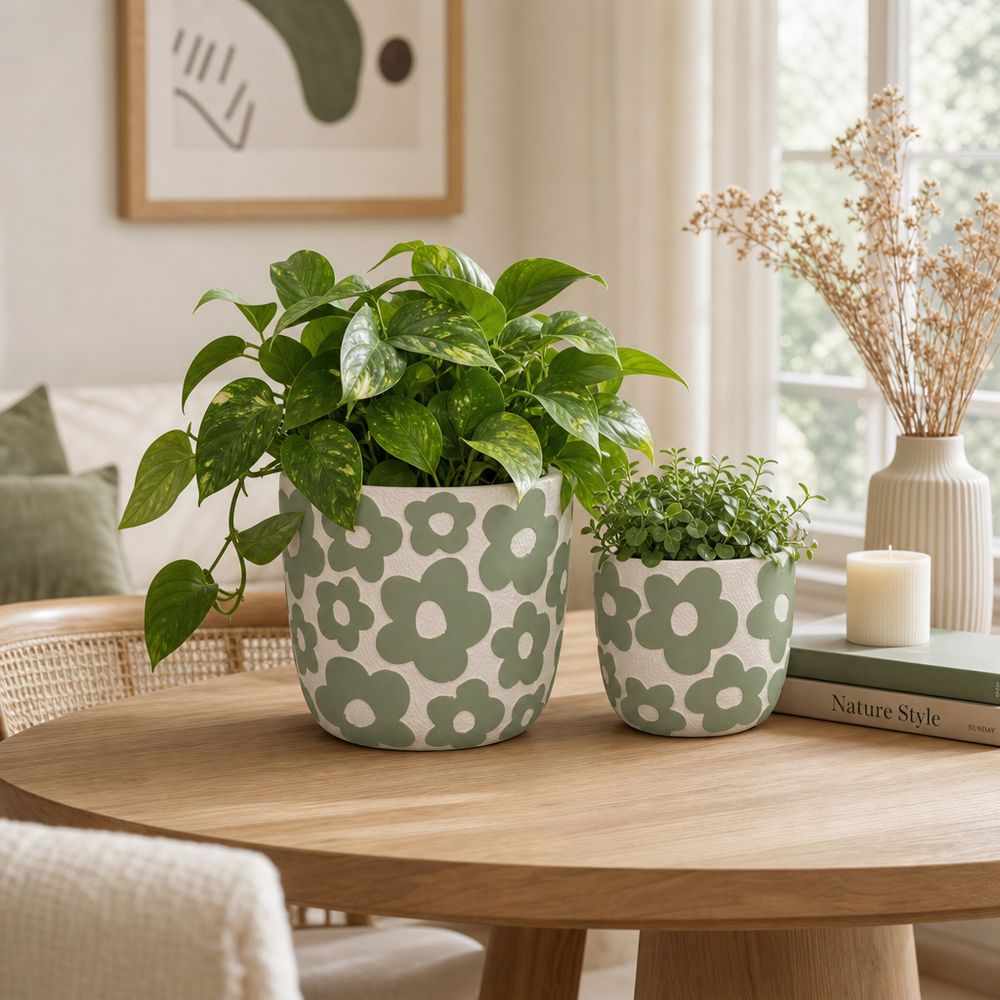 AXELGROVE SET OF 2 GREEN PLANTER 8 (IN)