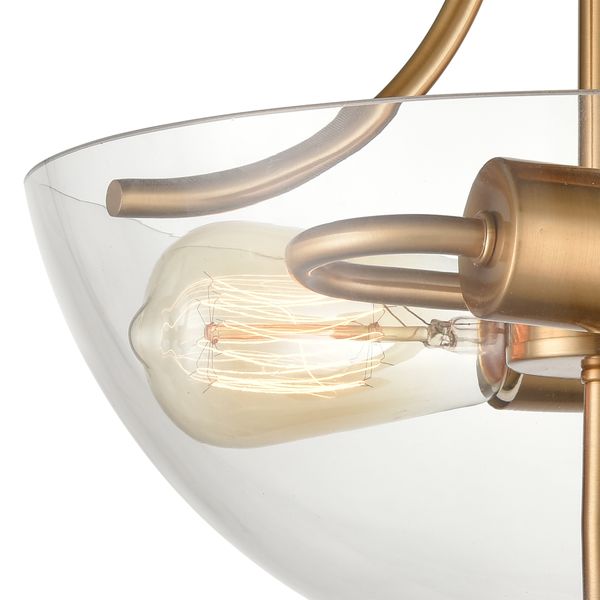 Astoria 15'' Wide 2-Light Semi Flush Mount - Satin Gold