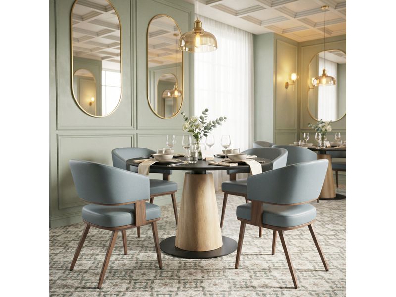Poise Dining Chair Azure Gray & Walnut 2