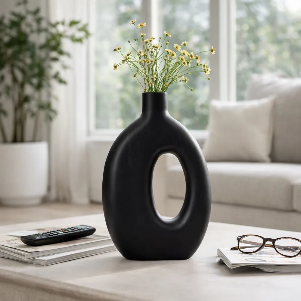 GRIFFINMOOR BLACK VASE 14 (IN)