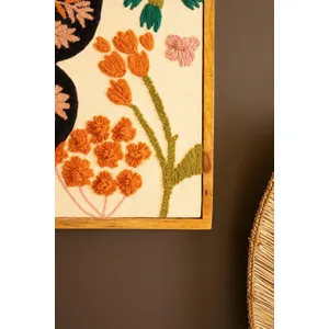 Framed Hand-Hooked Art with Butterfly and Flowers 2