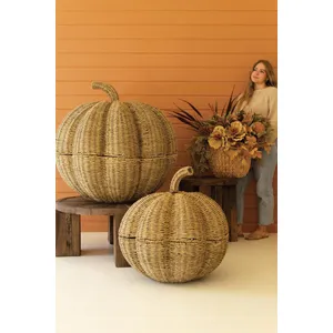 Set of 2 Giant Woven Vine Pumpkins 1
