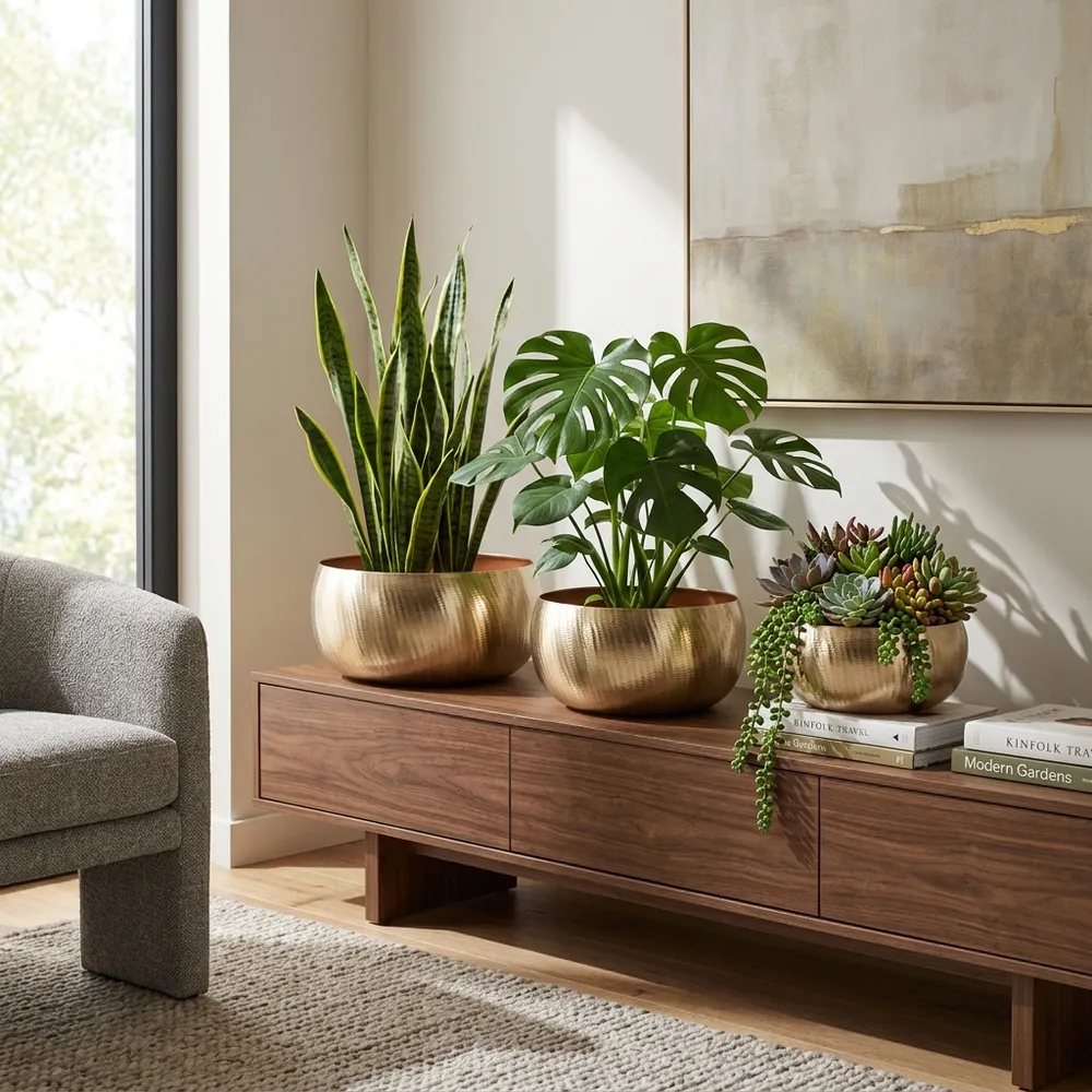 HANLEYCROSS SET OF 3 GOLD PLANTER 6 (IN)