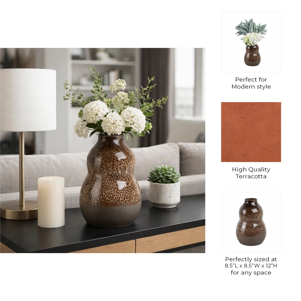 HARLEMHAVEN BROWN VASE 12 (IN)