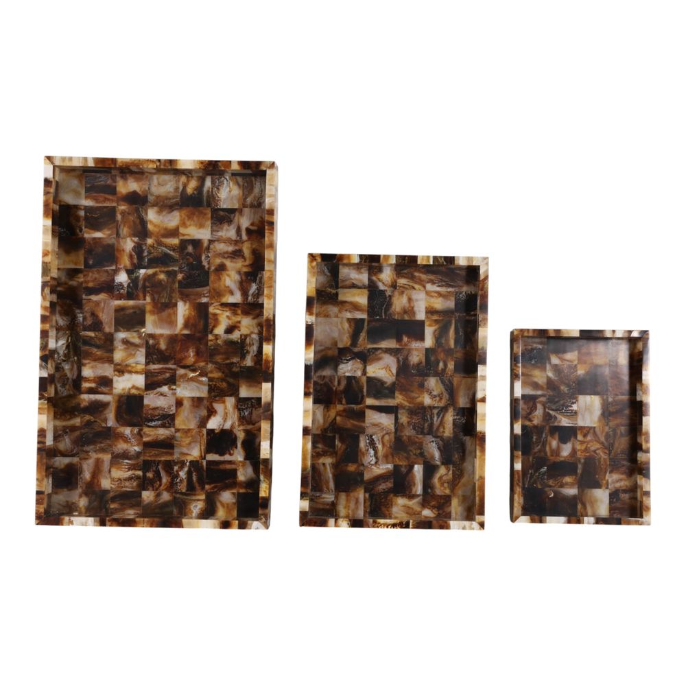DUNLAPBROOK SET OF 3 BROWN TRAY 2 (IN)
