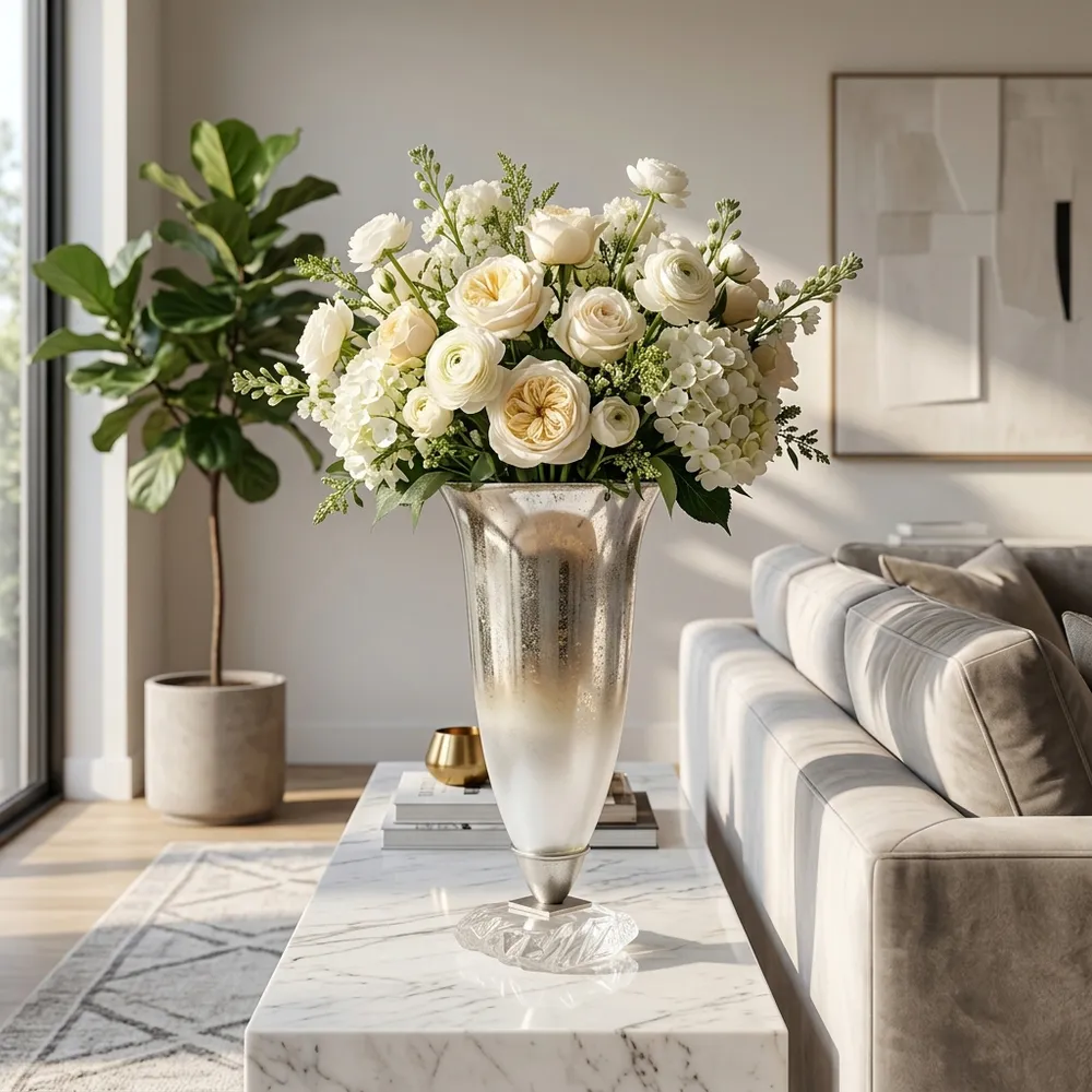 DAMIENVIEW SILVER GLASS VASE 18 (IN)