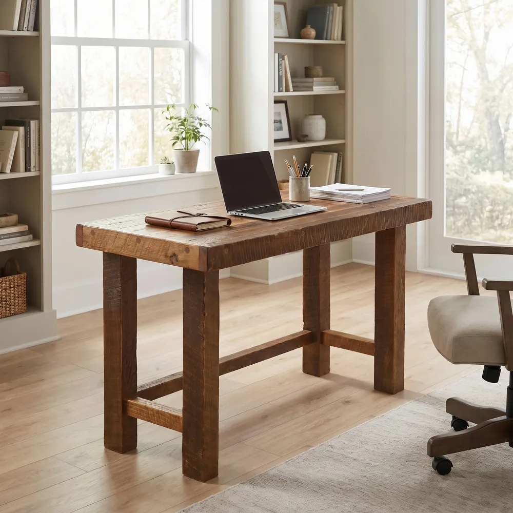 Barnwood Open Writing Desk - Antique Oak Top