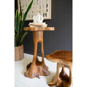 Set of 2 Organic Teakwood Accent Tables 3