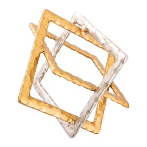 Abstract Interlocking Sculpture - Brass and Nickel 4