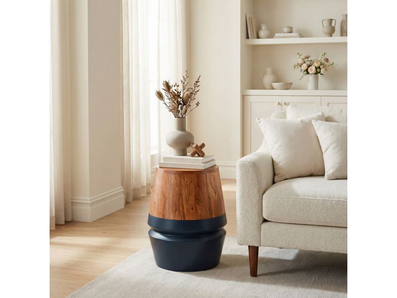 Tornos Side Table Walnut & Deep Blue 2