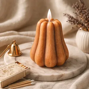 Brown Pumpkin Moving Flame LED Candle 3.8x4.7in 1
