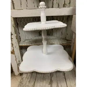 Beaded 2 Tier Stand 14x14x18in 3