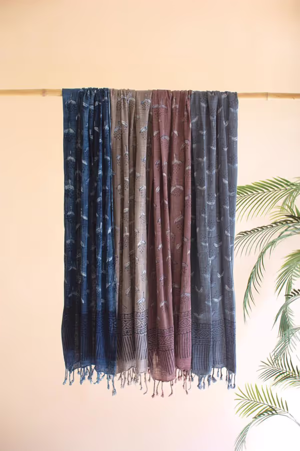 Set of 4 Block-Printed Scarves