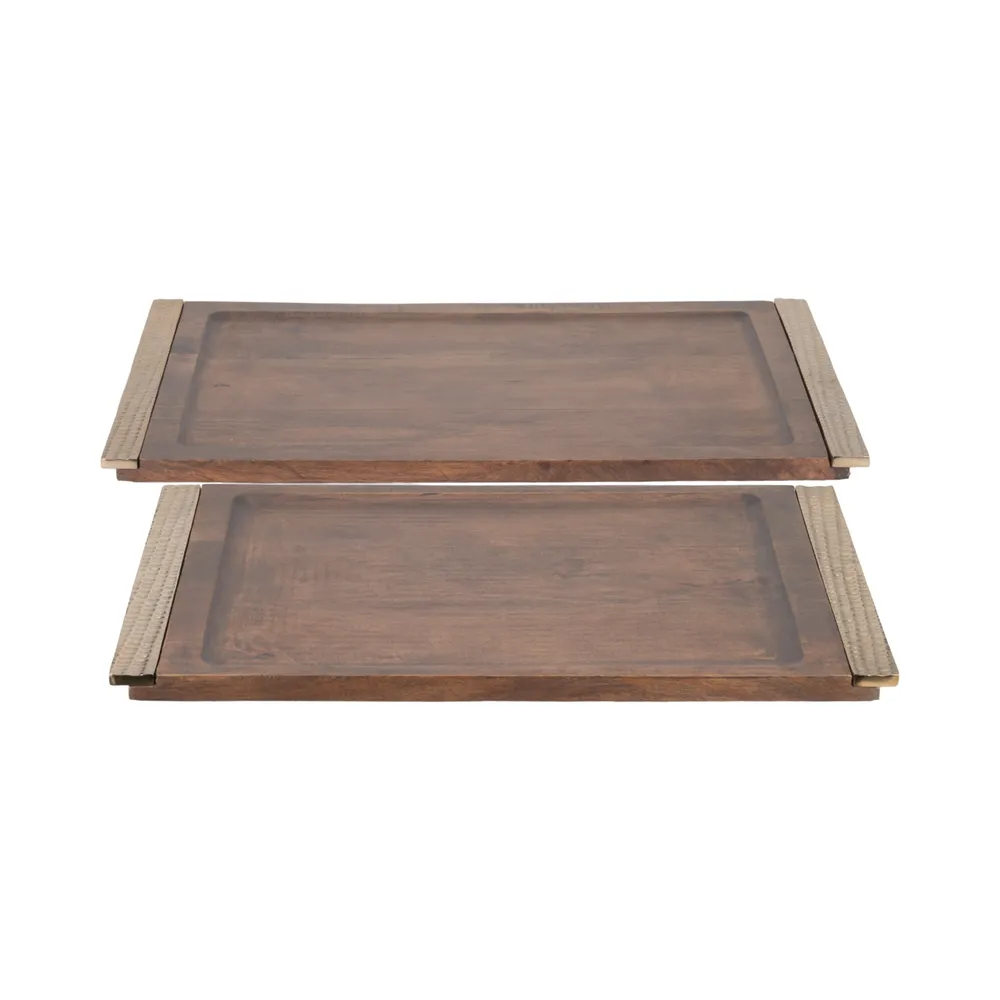 ALDENTON SET OF 2 BROWN TRAY 1 (IN)