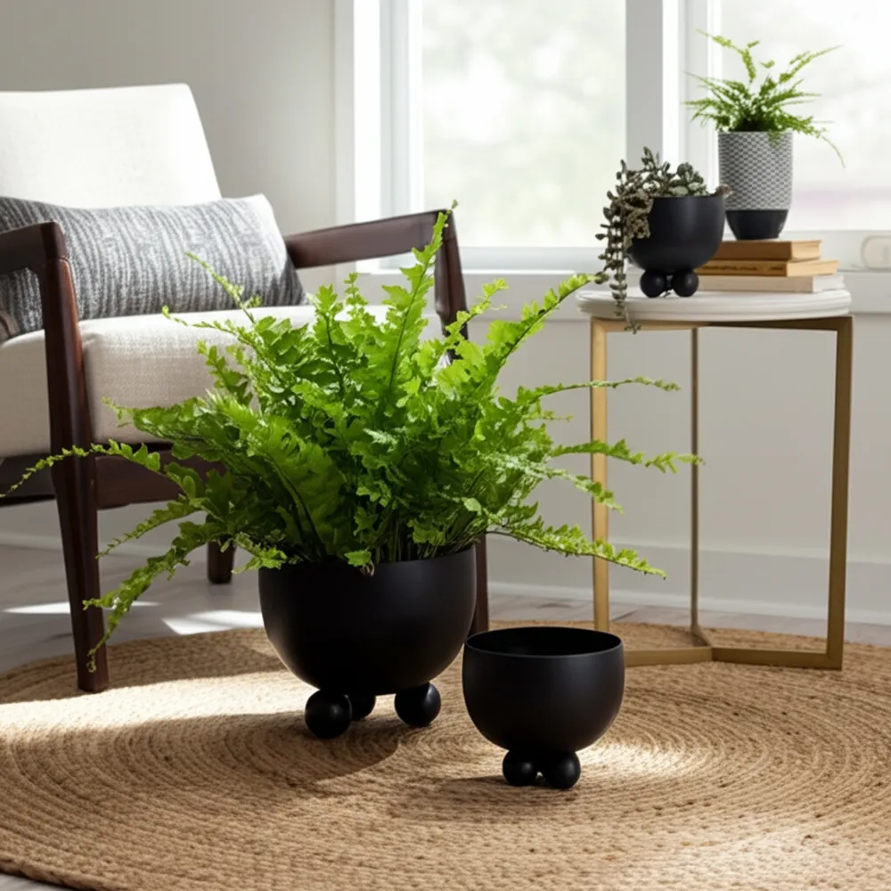 SLATEOAK SET OF 2 BLACK PLANTER 10 (IN)