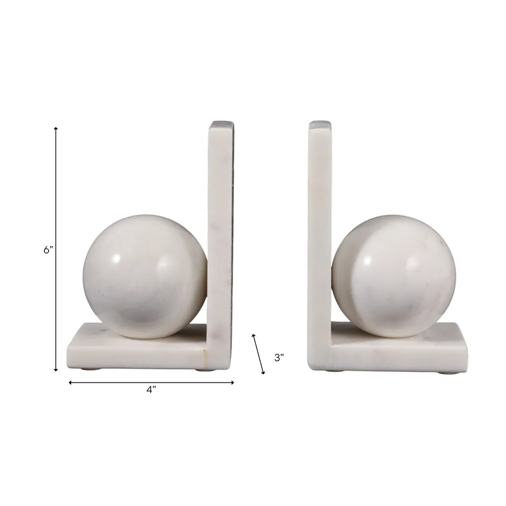 HELTONPORT SET OF 2 WHITE BOOKENDS 6 (IN)