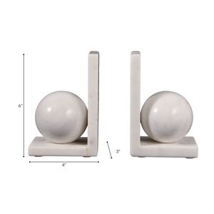 HELTONPORT SET OF 2 WHITE BOOKENDS 6 (IN) 8