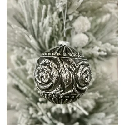 Silver Rose Ornament 3.9x3.9in