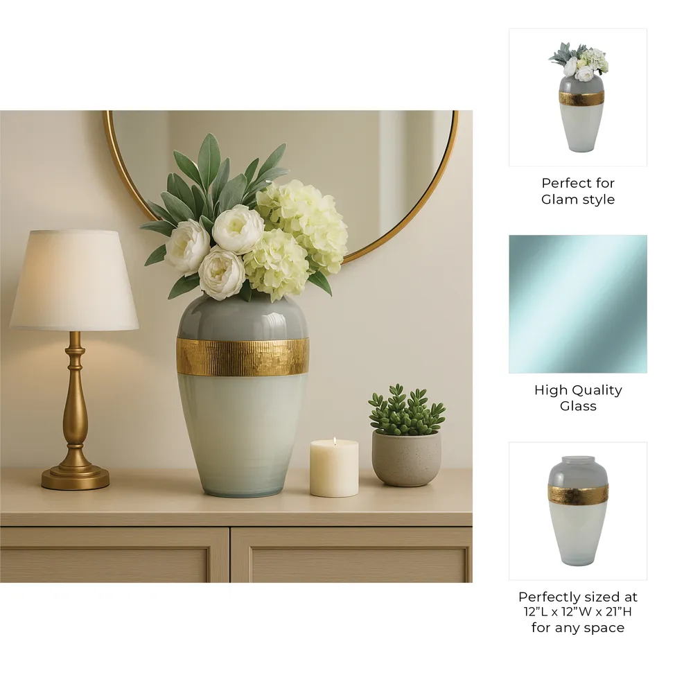 HARKENLAND WHITE GLASS VASE 21 (IN)