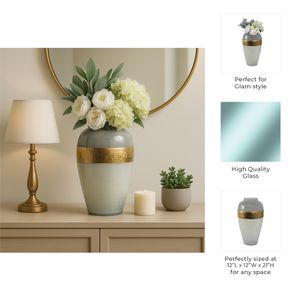 HARKENLAND WHITE GLASS VASE 21 (IN) 10