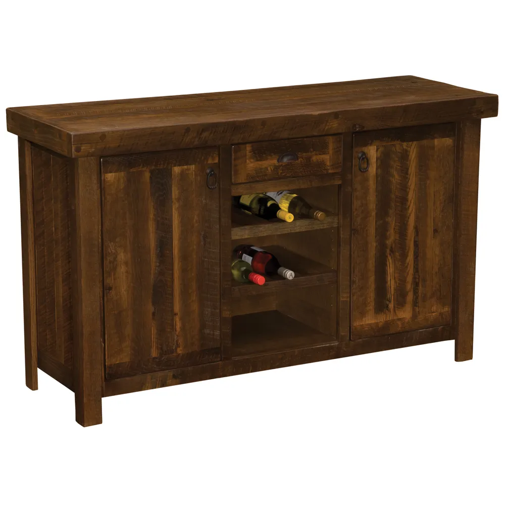 Barnwood Sideboard with Wine Rack Shelves - Artisan Top