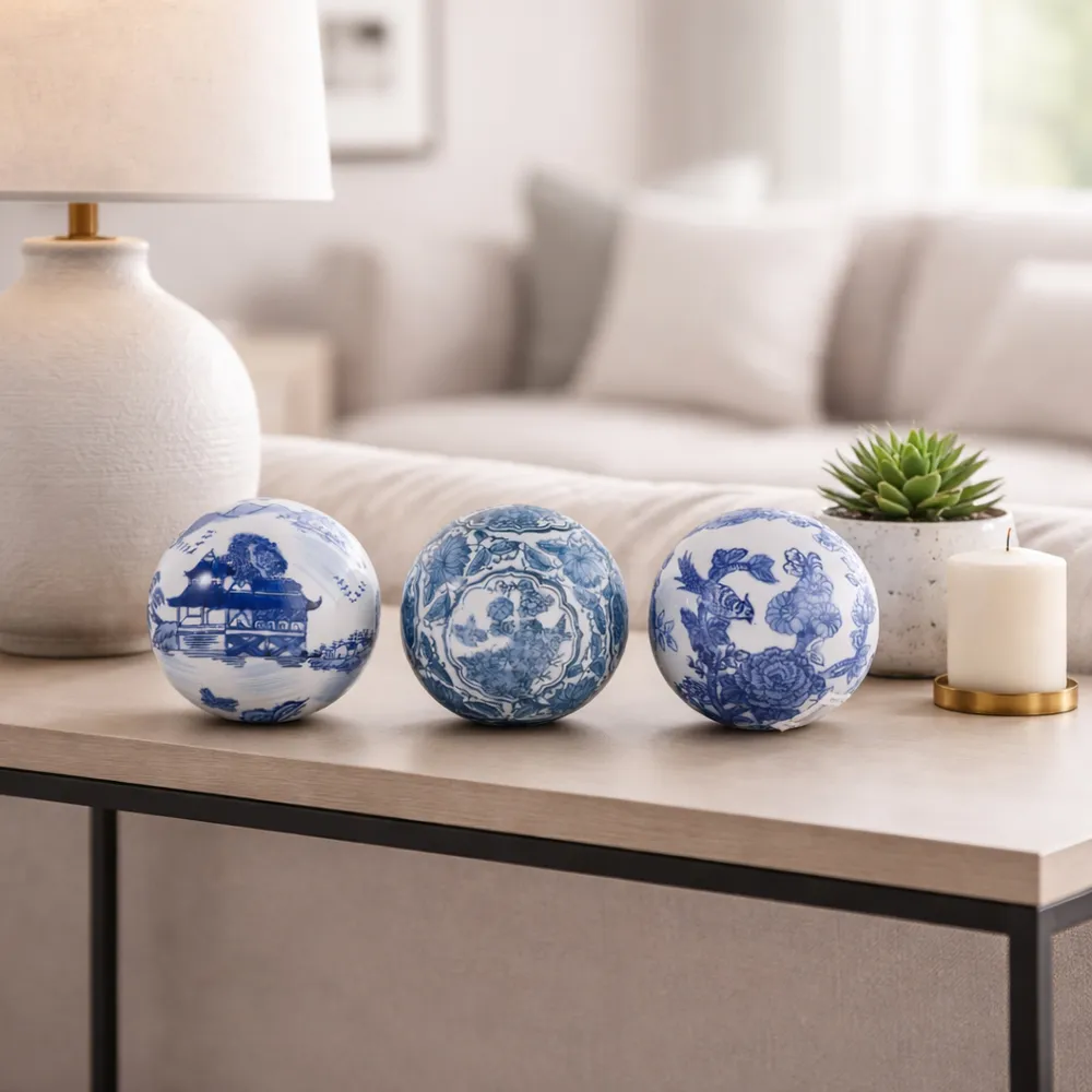 TRENTONSHAW SET OF 3 BLUE ORBS 5 (IN)