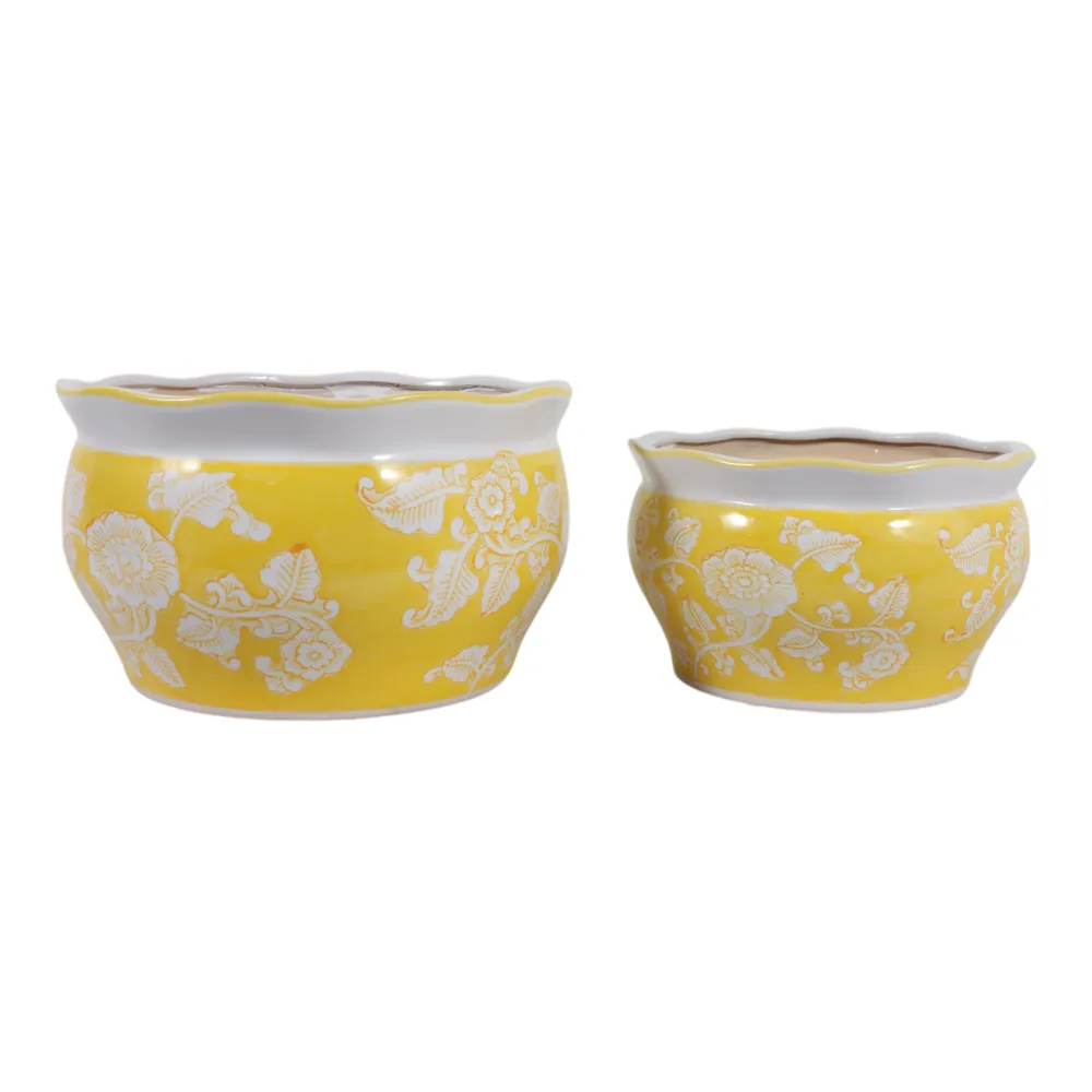 HENLEYDALE SET OF 2 YELLOW PLANTER 8 (IN)