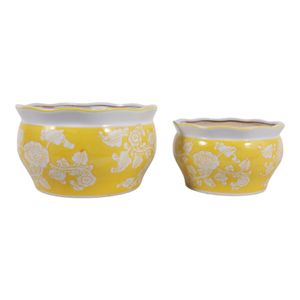 HENLEYDALE SET OF 2 YELLOW PLANTER 8 (IN) 4