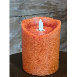 Orange Mottle Moving Flame LED Candle 3in by 4in 2