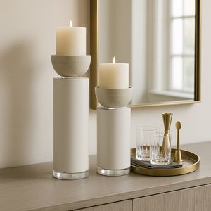 BECKETTWIND SET OF 2 WHITE CANDLE HOLDER 13 (IN) 2