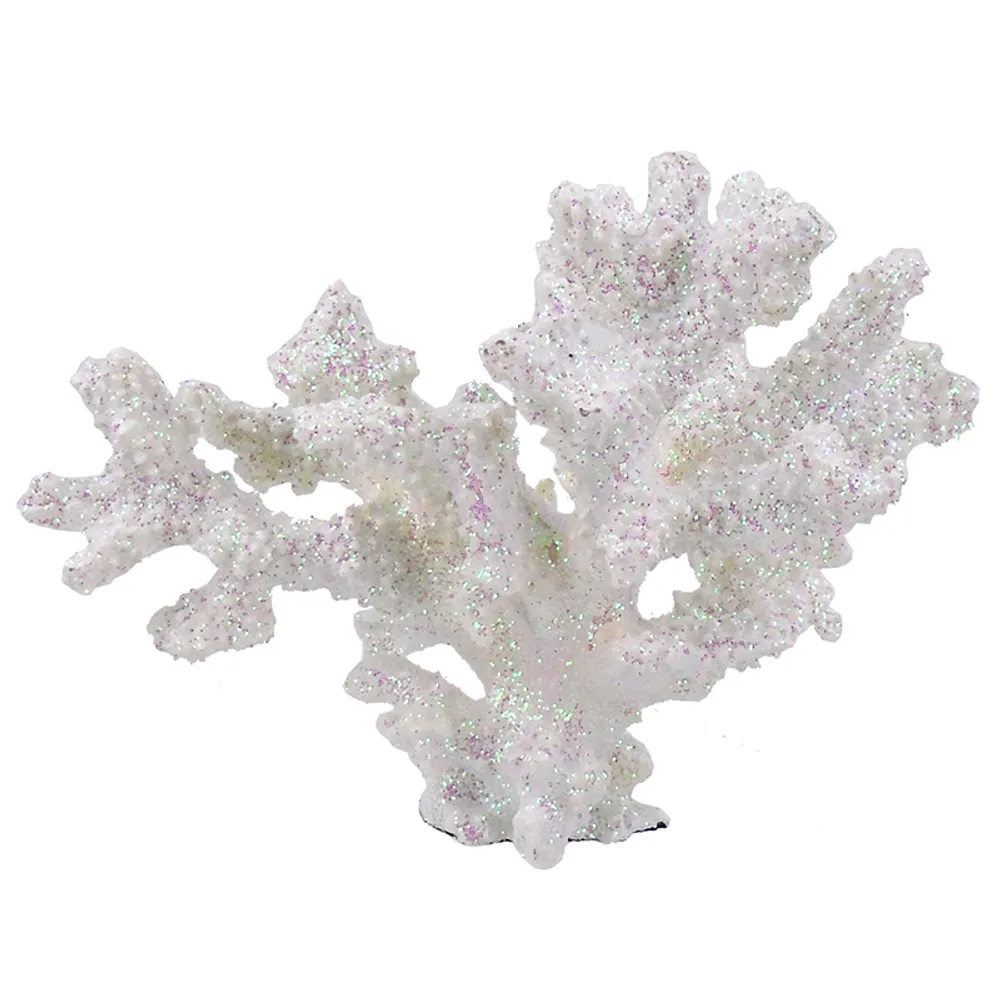 6-3/4" WHITE CORAL WITH GLITTER