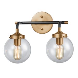 Boudreaux 15'' Wide 2-Light Vanity Light - Matte Black with Antique Gold 1
