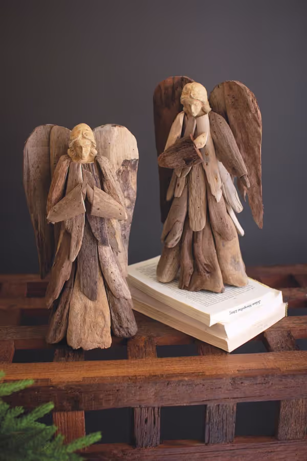 Set of 2 Driftwood Angels
