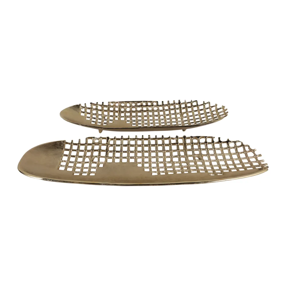 GIFFORDMORE SET OF 2 GOLD TRAY 2 (IN)