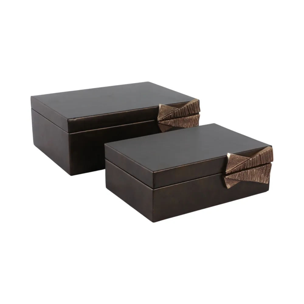 ANSELLEY SET OF 2 GRAY BOXES 4 (IN)