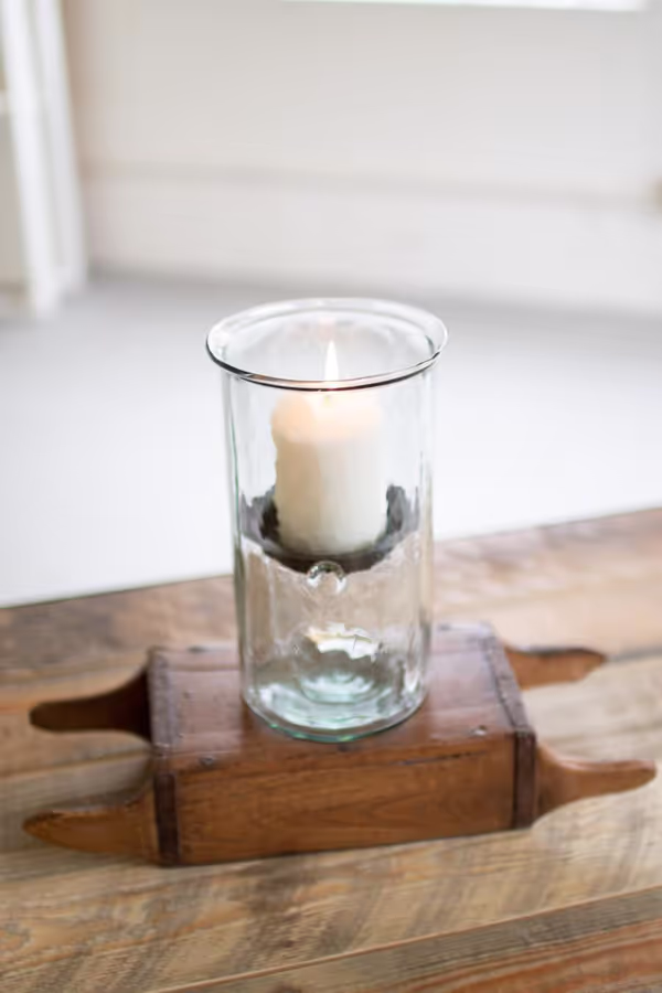 Mini Glass Candle Cylinders with Rustic Insert \ Medium