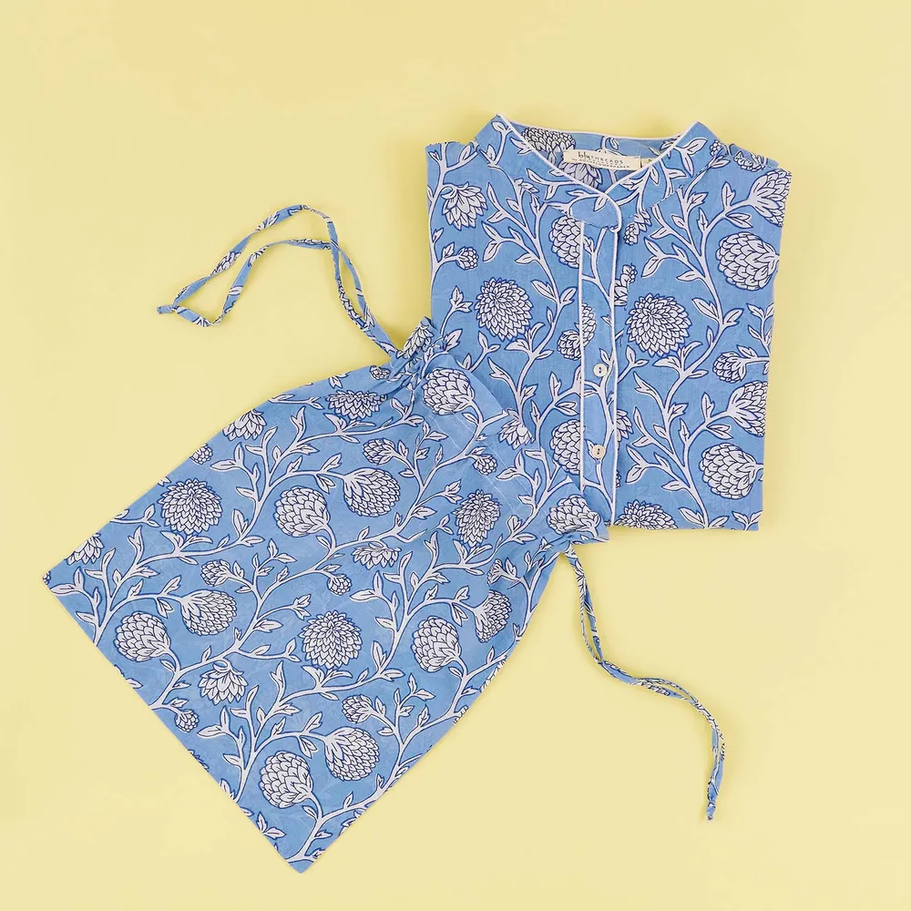 Ainsley Light Blue Cotton Night Shirt