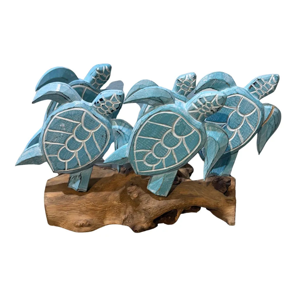 15-1/2" TURTLE FAMILY OF 5 ON DRIFTWOOD