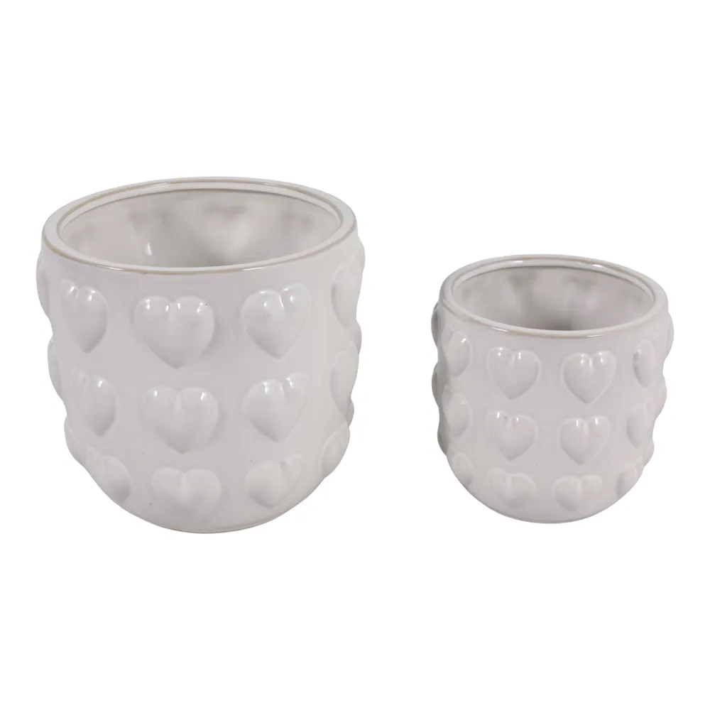 DRAPEROAK SET OF 2 IVORY PLANTER 7 (IN)