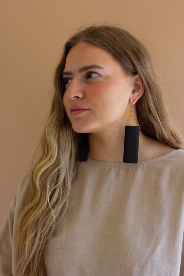 Pair of Black Bone Earrings