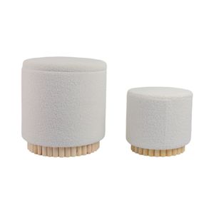 CALRUN SET OF 2 WHITE OTTOMANS 20 (IN) 3