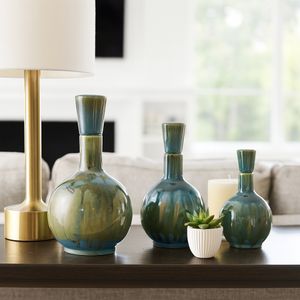 AVAGROVE SET OF 3 GREEN VASES 14 (IN) 2