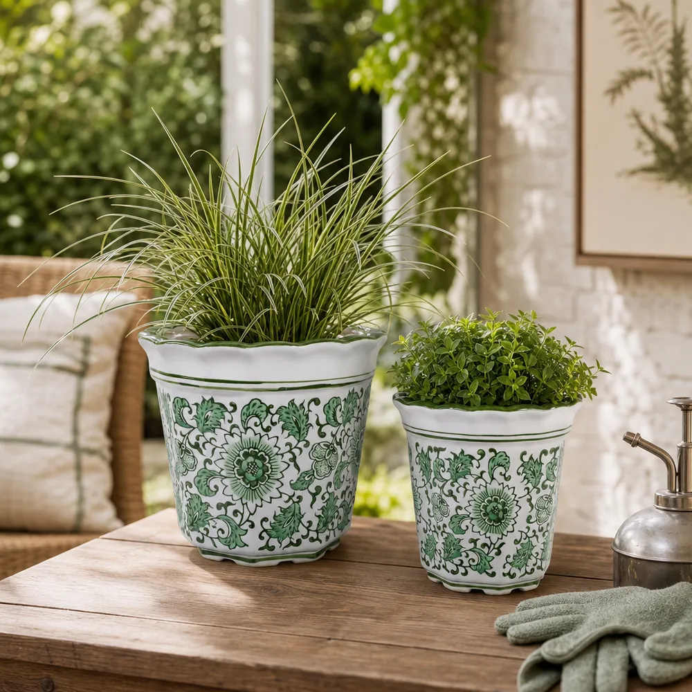 ENOCHFIELD SET OF 2 GREEN PLANTER 7 (IN)
