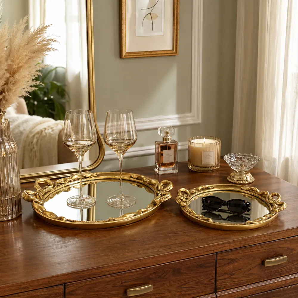 BRAMWIND SET OF 2 GOLD TRAY 2 (IN)