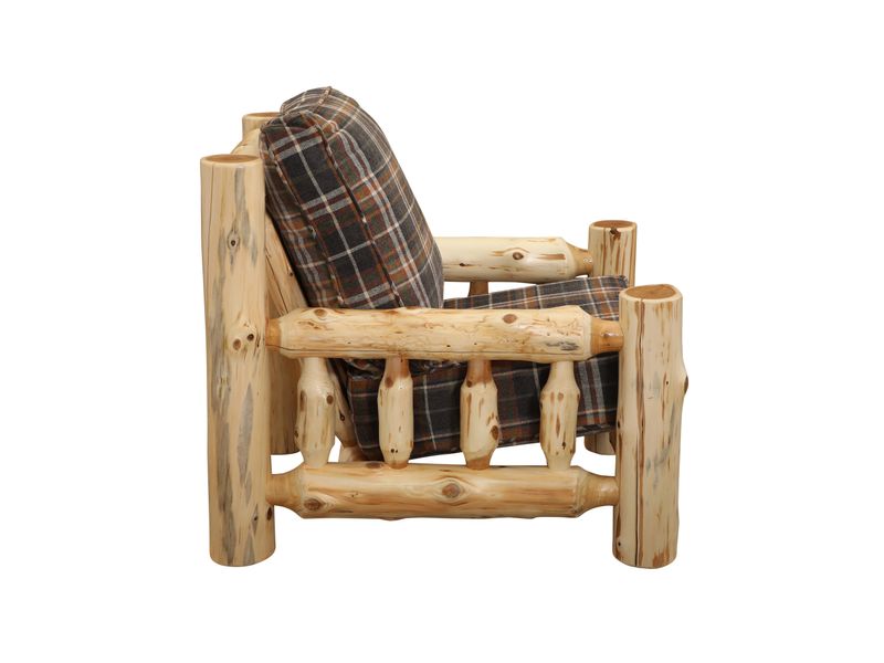 Cedar Log Lounge Chair - Natural - Standard Fabric - Seat:  Fabric TBD;   Backrest:  Fabric TBD 7